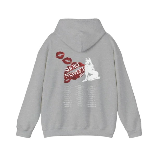 Sabrina Carpenter Merch - ONLINE EXCLUSIVE Sabrina Carpenter Kisses Tour Dates Grey Hoodie - Image 2